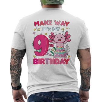 Make Way Its My 9Th Birthday Cute Axolotl 9Th Birthday Girl Mens Back Print T-shirt | Mazezy