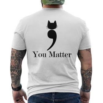 You Matter Semicolon Cat Men's T-shirt Back Print - Monsterry DE