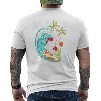 Mele Kalikimaka Hawaii Christmas Surfing Santa Mens Back Print T-shirt - Monsterry UK