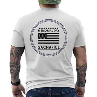 Memorial Day Honor Our Heroes Sacrifice American Flag Bold Mens Back Print T-shirt - Seseable