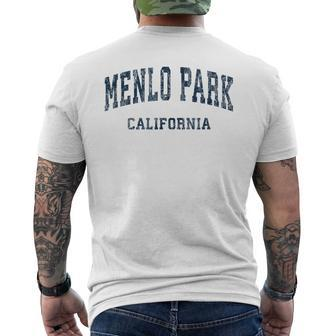 Menlo Park California Ca Vintage Varsity Sports Navy Men's T-shirt Back Print | Mazezy