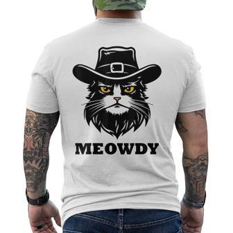 Meowdy Meme Mashup Cat Meow Howdy Graphic Cat Men's T-shirt Back Print - Seseable