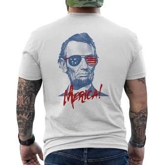 Merica Lincoln | 4Th July Veterans Or Memorial Day Mens Back Print T-shirt | Mazezy