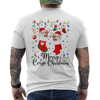 Merry Corgi Christmas Corgi Xmas Party Corgi Men's T-shirt Back Print - Monsterry