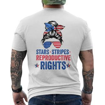 Messy Bun American Flag Stars Stripes Reproductive Rights Mens Back Print T-shirt | Mazezy