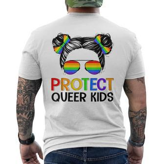 Messy Bun Protect Queer Kids Lgbt Gay Lesbian Pride Month Mens Back Print T-shirt | Mazezy
