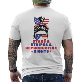 Messy Bun Stars Stripes & Reproductive Rights 4Th Of July Men's Back Print T-shirt | Mazezy