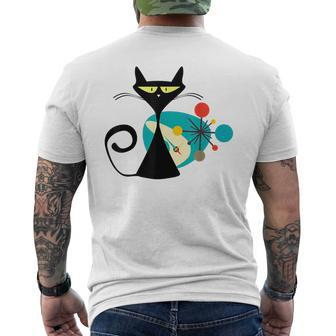Midcentury Mid Century Cat Retro Atomic Age Space Modern Mens Back Print T-shirt - Monsterry DE