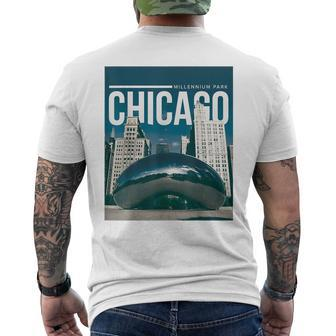 Millennium Park Chicago Illinois The Bean Aka Cloud Gate Men's T-shirt Back Print | Mazezy