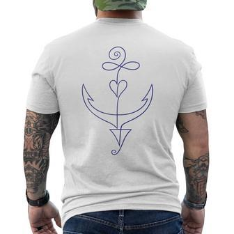 Minimalist Anchor Single Line Tattoo Gift Idea For Sailer Mens Back Print T-shirt | Mazezy