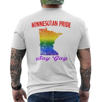 Minnesotan Pride Say Gay Minnesota Your Proud State Mens Back Print T-shirt | Mazezy