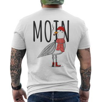Moin Saying Seagull Bird Sea Sailing North Sea Anchor Tattoo Mens Back Print T-shirt | Mazezy