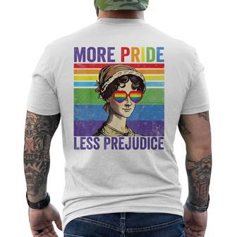More Pride Less Prejudice Pride Month Funny Mens Back Print T-shirt - Seseable