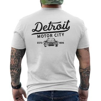 Motor City Muscle Car Detroit Novelty Gift Mens Back Print T-shirt | Mazezy