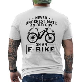 Mountain Bike Ebike Biker Dad Grandpa Cyclist Gift Ebike Gift For Mens Mens Back Print T-shirt | Mazezy CA