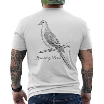Mourning Dove Bird Ornithology Black Lines Men's T-shirt Back Print | Mazezy