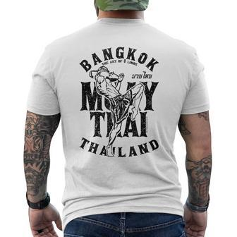 Muay Thai Kickboxing Bangkok Thailand Distressed Graphic Kickboxing Funny Gifts Mens Back Print T-shirt | Mazezy UK