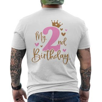 My 2Nd Birthday Girl 2 Years Old Bday Party Matching Mens Back Print T-shirt | Mazezy