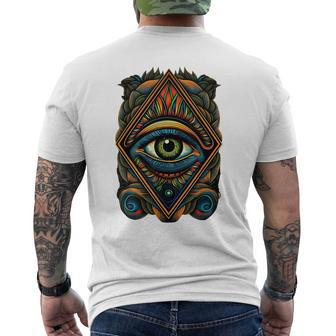 Mystical Gaze Third Eye Mens Back Print T-shirt | Mazezy