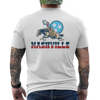 Nashville Vintage Cowgirl & State Flag Tennessee Stars Retro Tennessee Funny Gifts Mens Back Print T-shirt | Mazezy