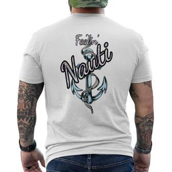 Nautical Ocean Beach Life Anchor Tattoo Feeling Nauti Mens Back Print T-shirt | Mazezy