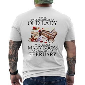Never Underestimate A February Lady Who Reads Many Books Mens Back Print T-shirt - Seseable