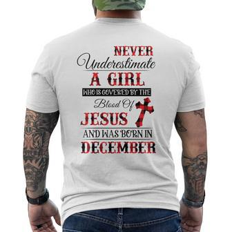 Never Underestimate A Girl Was Born In December Mens Back Print T-shirt - Seseable