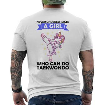 Never Underestimate A Girl Who Can Do Taekwondo Mens Back Print T-shirt - Seseable