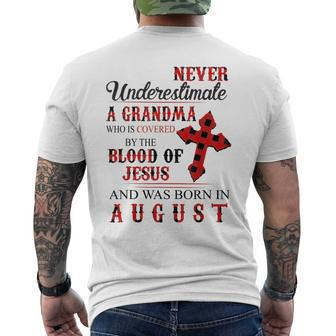 Never Underestimate A Grandma Who Was Born In August Mens Back Print T-shirt - Seseable