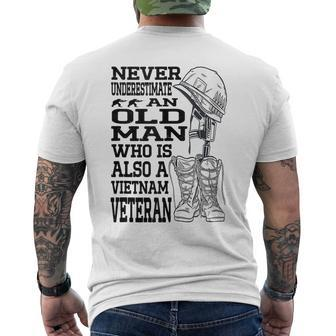 Never Underestimate An Old Man Vietnam Veteran Patriotic Dad Mens Back Print T-shirt - Seseable