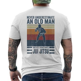 Never Underestimate An Old Man Who Knows Brazilian Jiujitsu Gift For Mens Mens Back Print T-shirt - Seseable