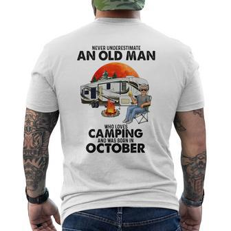Never Underestimate An Old Man Who Loves Camping October Mens Back Print T-shirt - Seseable