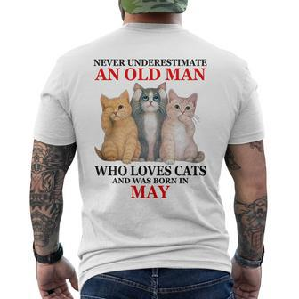 Never Underestimate An Old Man Who Loves Cat May Mens Back Print T-shirt - Seseable