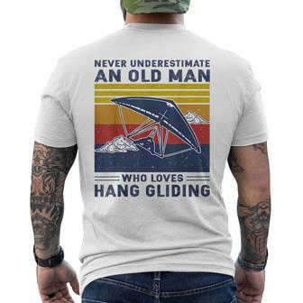Never Underestimate An Old Man Who Loves Hang Gliding Old Man Funny Gifts Mens Back Print T-shirt | Mazezy