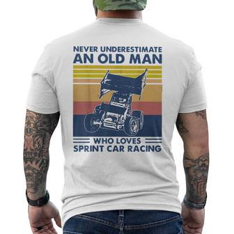 Never Underestimate An Old Man Who Loves Sprint Car Racing Mens Back Print T-shirt - Seseable