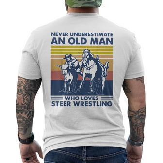 Never Underestimate An Old Man Who Loves Sr Wrestling Mens Back Print T-shirt - Seseable