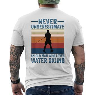 Never Underestimate An Old Man Who Loves Water Skiing Sport Mens Back Print T-shirt - Seseable