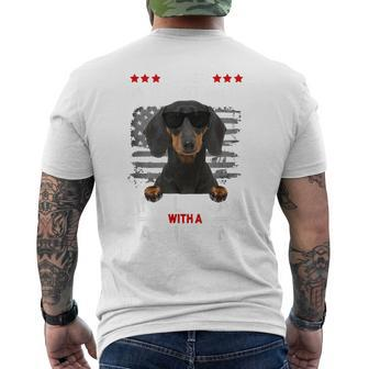 Never Underestimate An Old Man With A Dachshund Dog Dad Old Man Funny Gifts Mens Back Print T-shirt