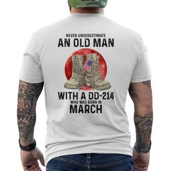 Never Underestimate An Old Man With A Dd214 March Mens Back Print T-shirt - Seseable