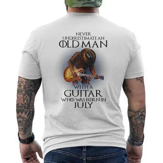 Never Underestimate An Old Man With A Guitar Born In July Old Man Funny Gifts Mens Back Print T-shirt | Mazezy