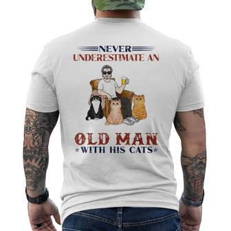 Never Underestimate An Old Man With His Cats Mens Back Print T-shirt - Seseable