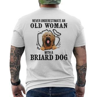 Never Underestimate An Old Woman With A Briard Dog Mens Back Print T-shirt - Seseable