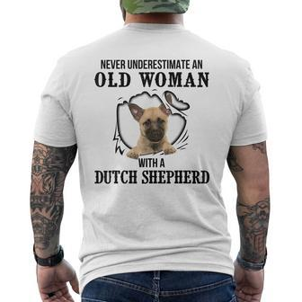 Never Underestimate An Old Woman With A Dutch Shepherd Mens Back Print T-shirt - Seseable