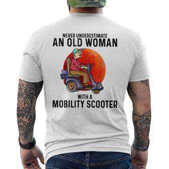 Never Underestimate An Old Woman With A Mobillity Scooter Mens Back Print T-shirt - Seseable