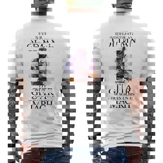 Never Underestimate Old Man With Guitar March Funny For Men Old Man Funny Gifts Mens Back Print T-shirt | Mazezy