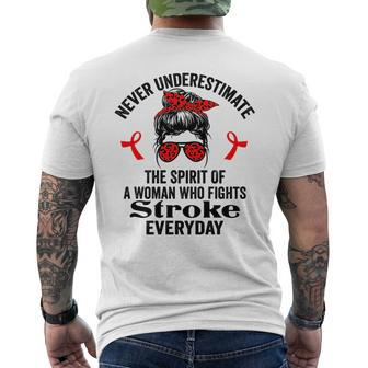 Never Underestimate The Spirit Of A Woman Who Fights Stroke Mens Back Print T-shirt - Seseable