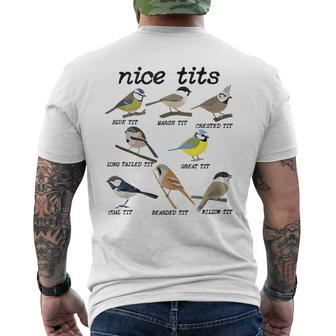 Nice Tits Funny Bird Watching Funny Tit Birds Birdwatcher Gifts For Bird Lovers Funny Gifts Mens Back Print T-shirt | Mazezy UK
