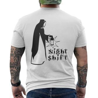 Night Shift Scary Nun Nightshift Worker Mens Back Print T-shirt | Mazezy