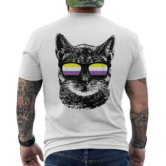 Nonbinary Gay Pride Cat Lgbt Sunglasses Mens Back Print T-shirt | Mazezy