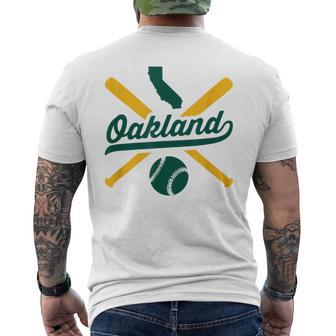 Oakland Baseball Vintage California State Pride Love City Mens Back Print T-shirt | Mazezy
